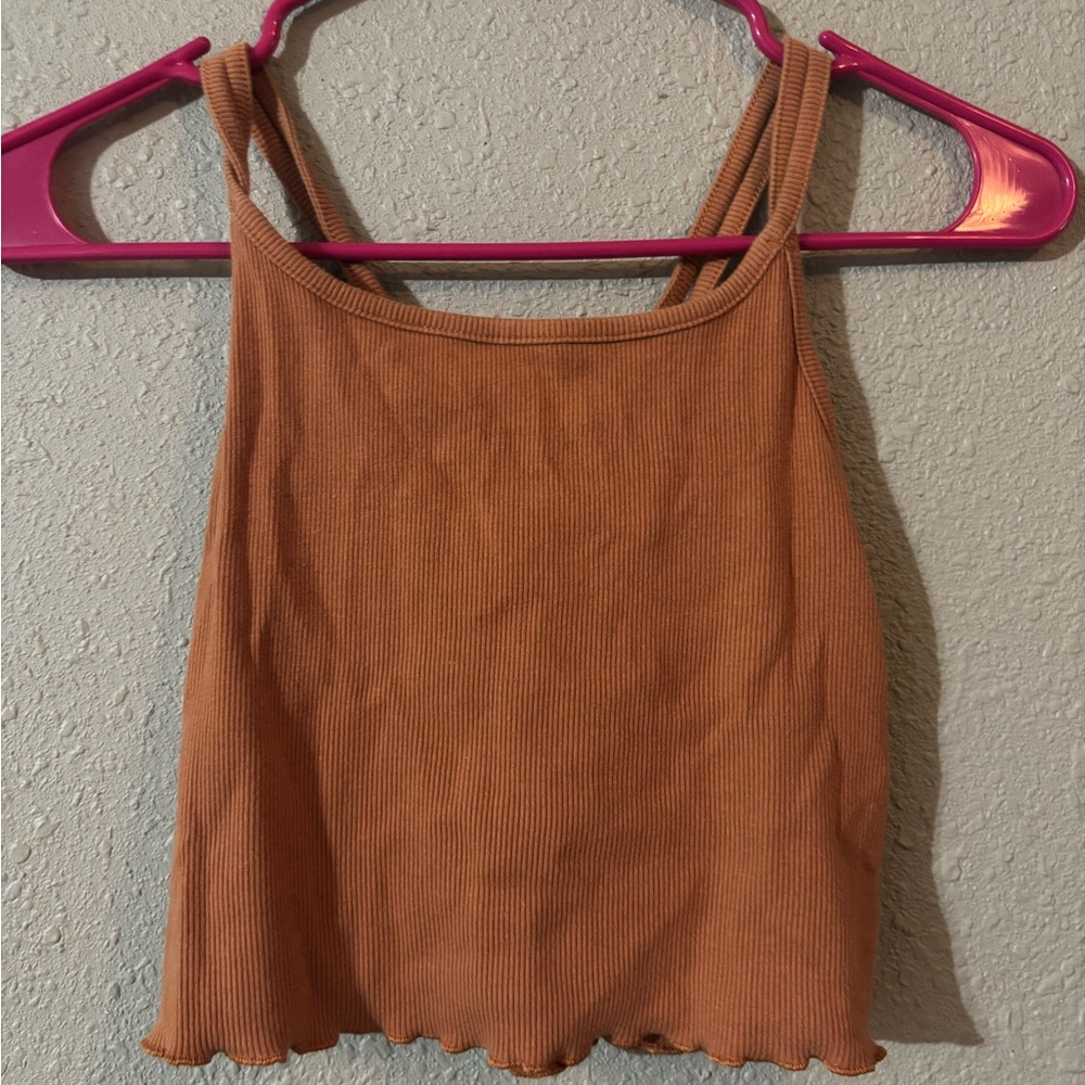 Art Class Orange Sleeveless Fitted Crop Tank Top